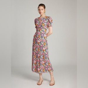 Saloni Bianca Floral Dress In Pink Rosette